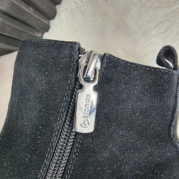 Blondo Rapha Black Suede Waterproof Bootie with zip and chunky heel. EUC 6.5M - Picture 5 of 10